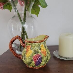 Colorful Ceramic Pitcher with Fruit Design